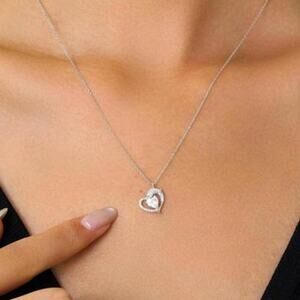 Heart Necklace 925 Sterling Silver Elegant Pendant Jewelry for Women: